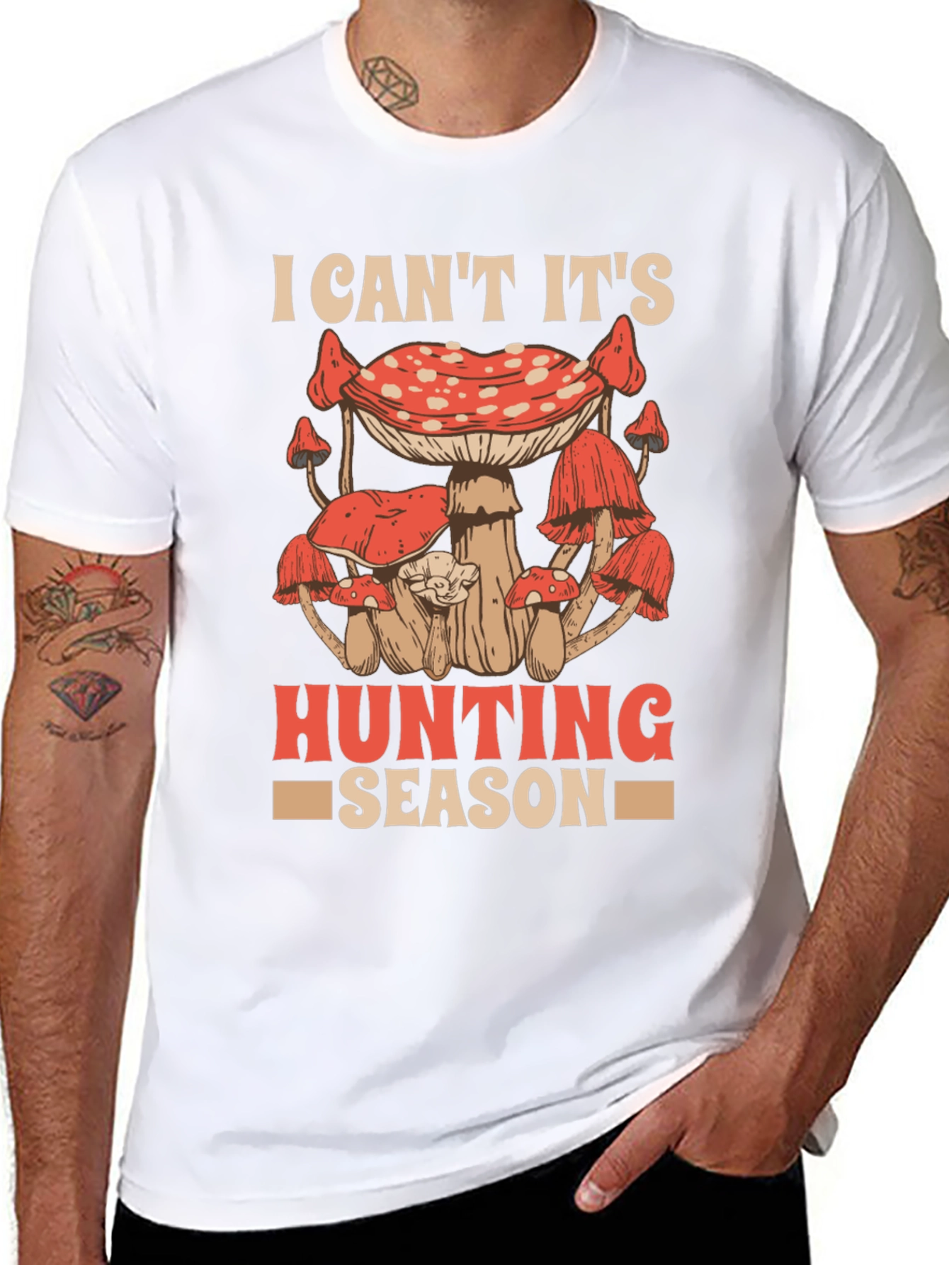 Black Mushroom Hunting Season Graphic Tee view 8