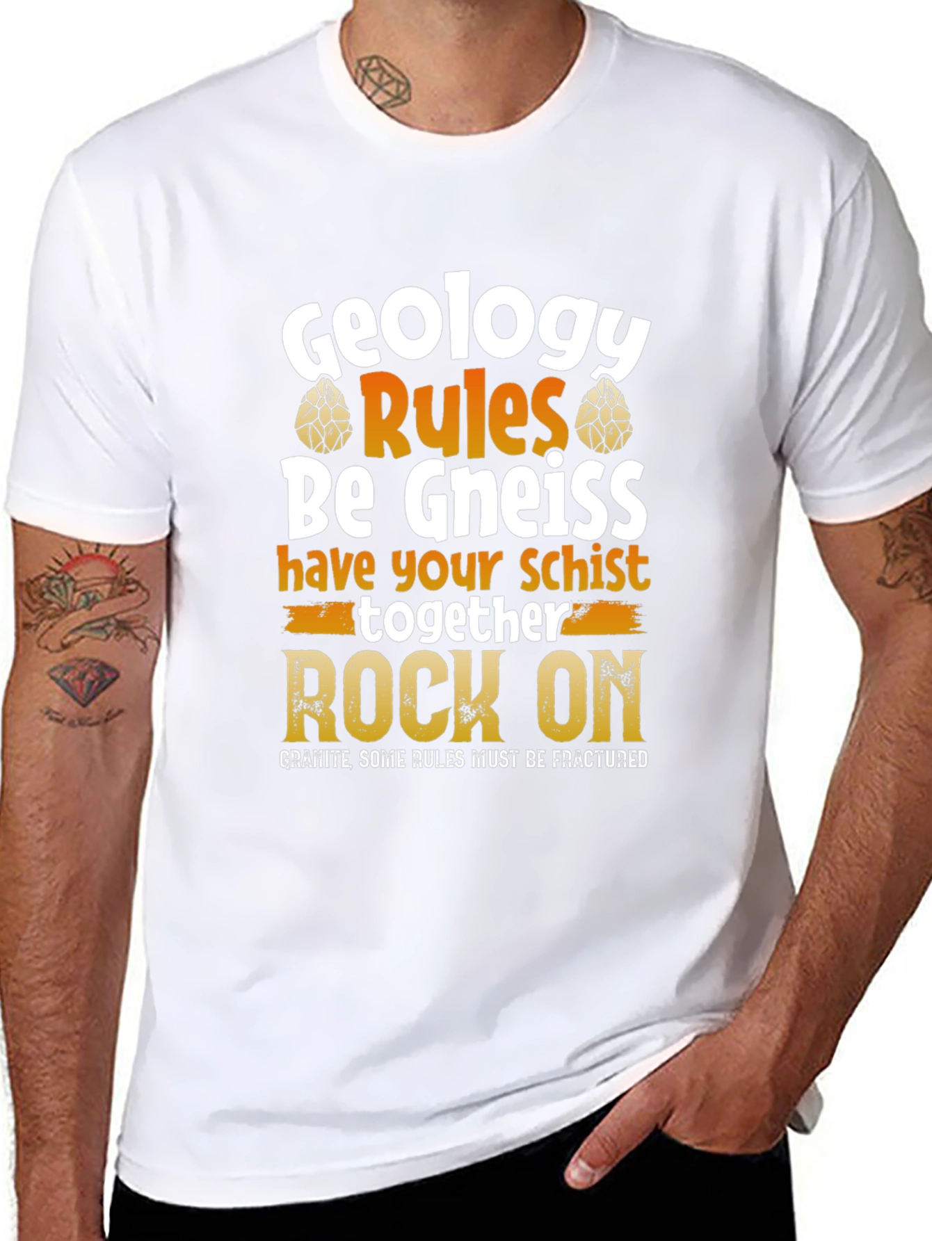 Black Geology Rules Be Gneiss Rock On T-Shirt view 8