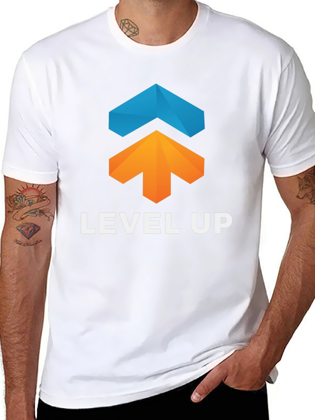 Level Up Graphic Tee - Black Cotton Blend - 8