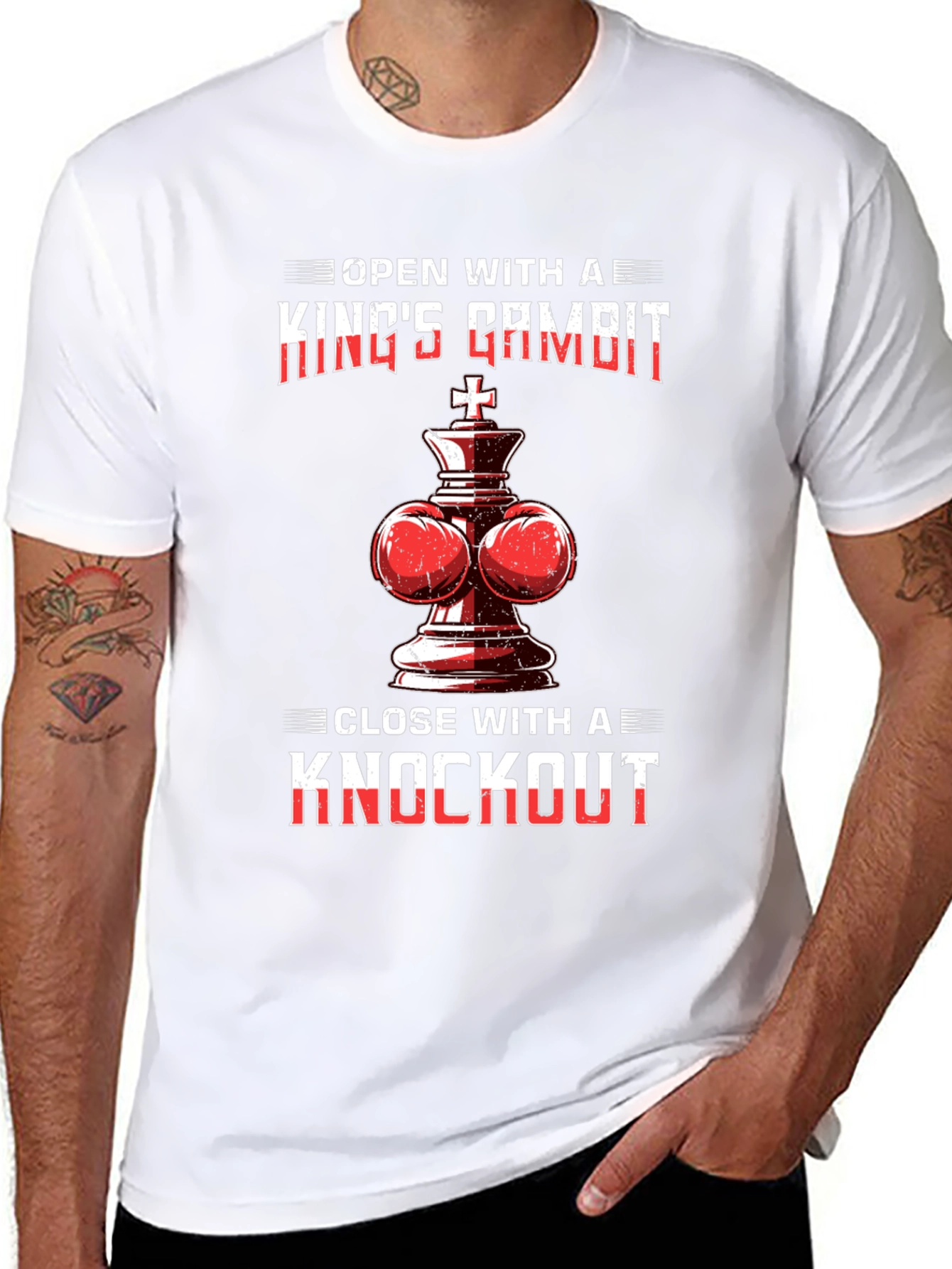 Black King's Gambit Chess Knockout Graphic Tee view 8