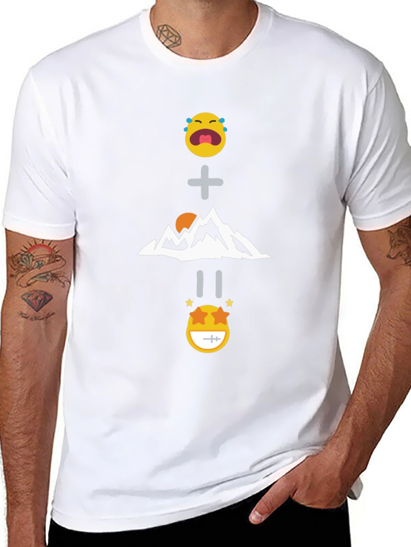 Black Funny Emoji Mountain Equation Black T-Shirt view 8