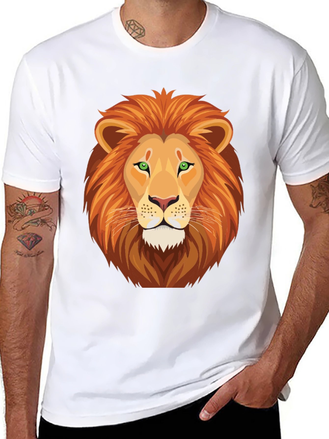 Black Lion Graphic Print Crew Neck T-Shirt view 8