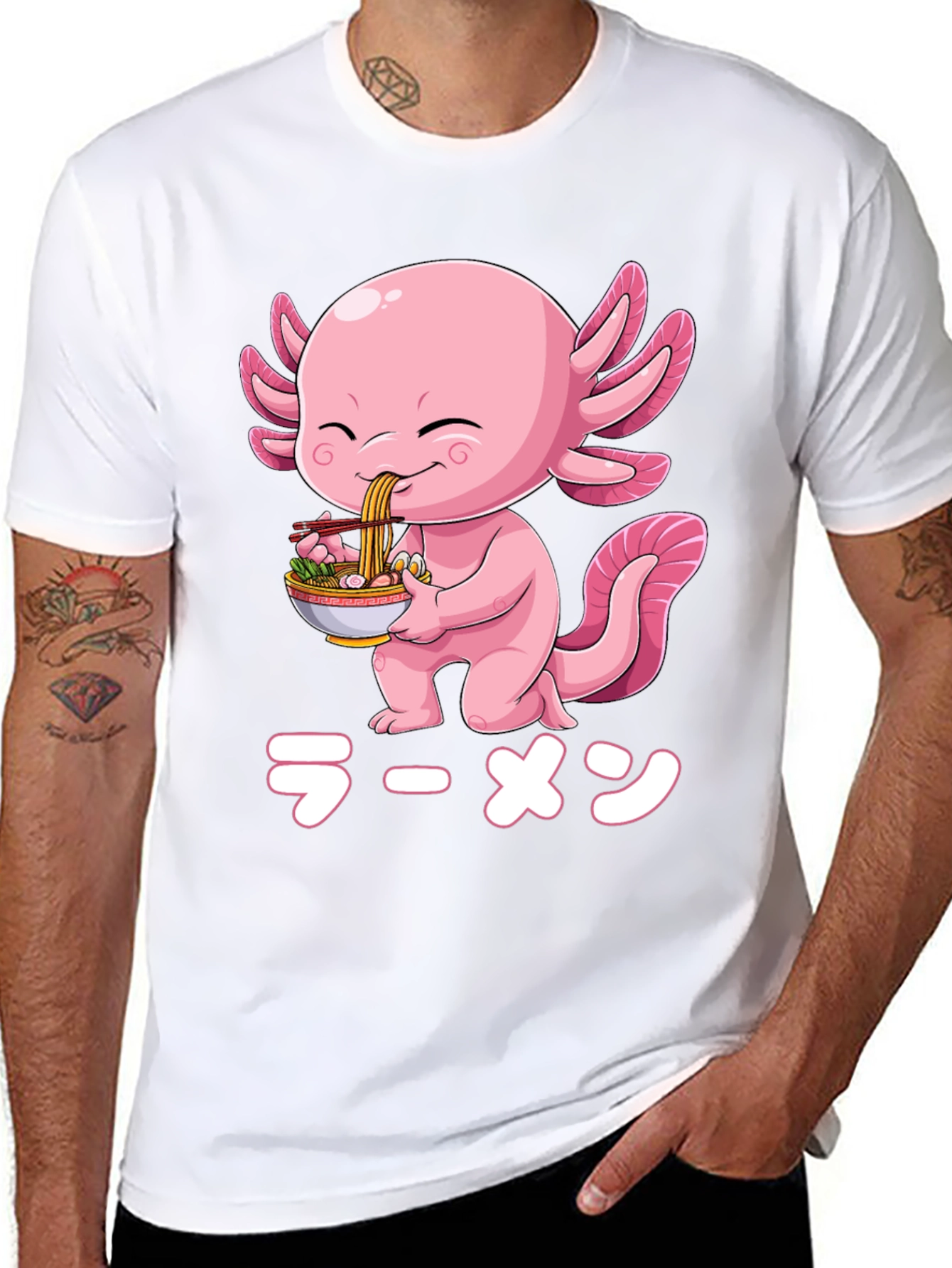 Black Axolotl Ramen T-Shirt - Cute Anime Graphic Tee view 8