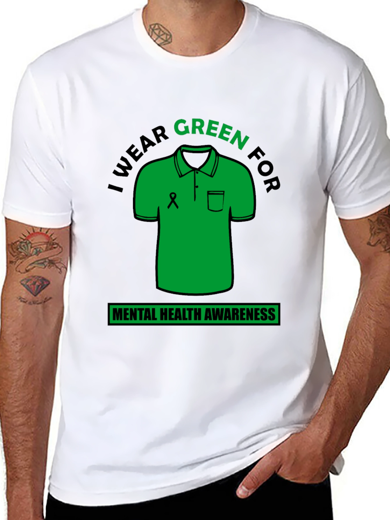 Black Green Mental Health Awareness T-Shirt view 8