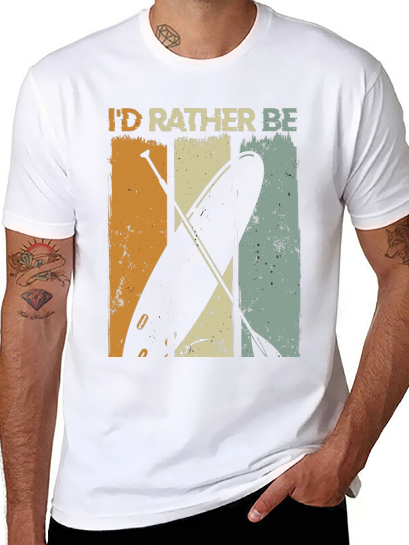 Black I'd Rather Be Paddle Boarding T-Shirt - Vintage Style view 8