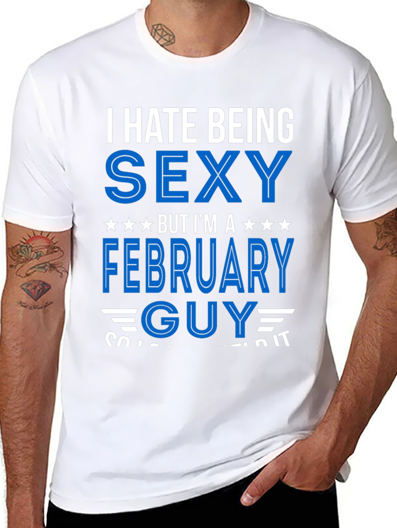 Black I Hate Being Sexy February Guy T-Shirt view 8