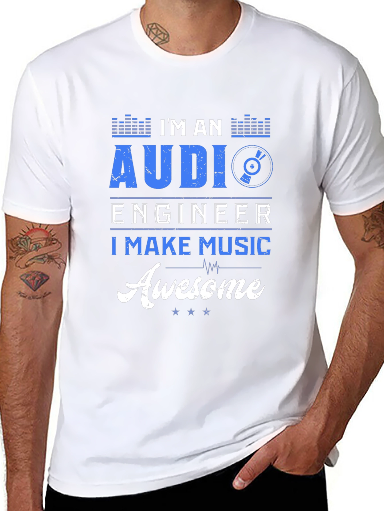 Black Audi Engineer Music Awesome T-Shirt view 8