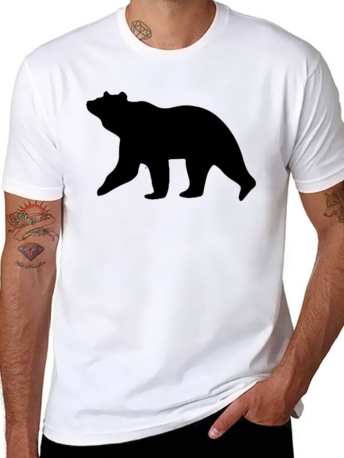 Black Men's Black Bear Silhouette Graphic Tee view 8
