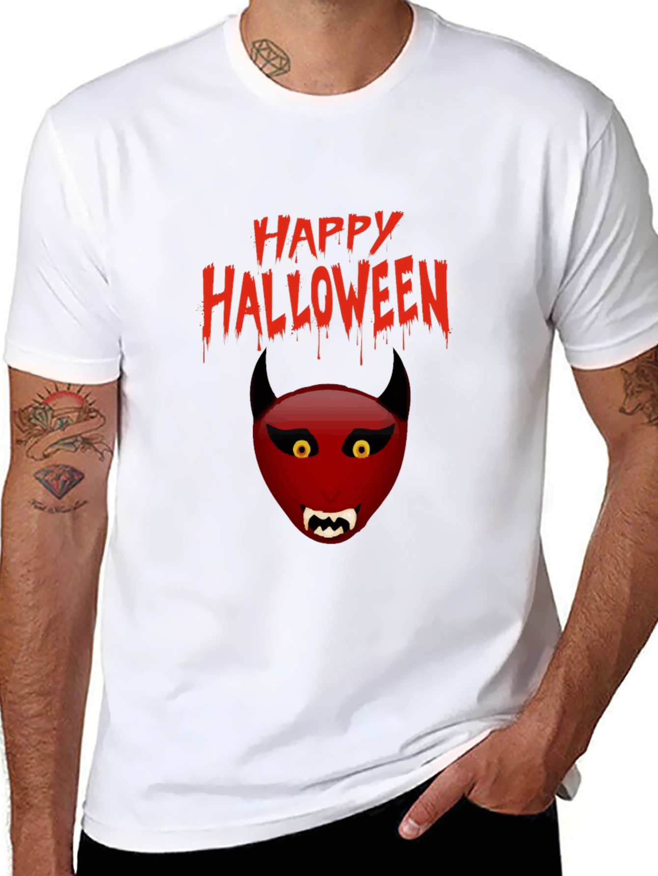 Black Happy Halloween Devil Graphic Tee view 8