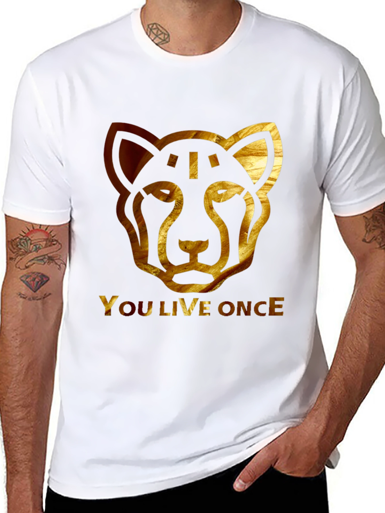 Black YOLO Cheetah Graphic Tee - Black Cotton T-Shirt view 8