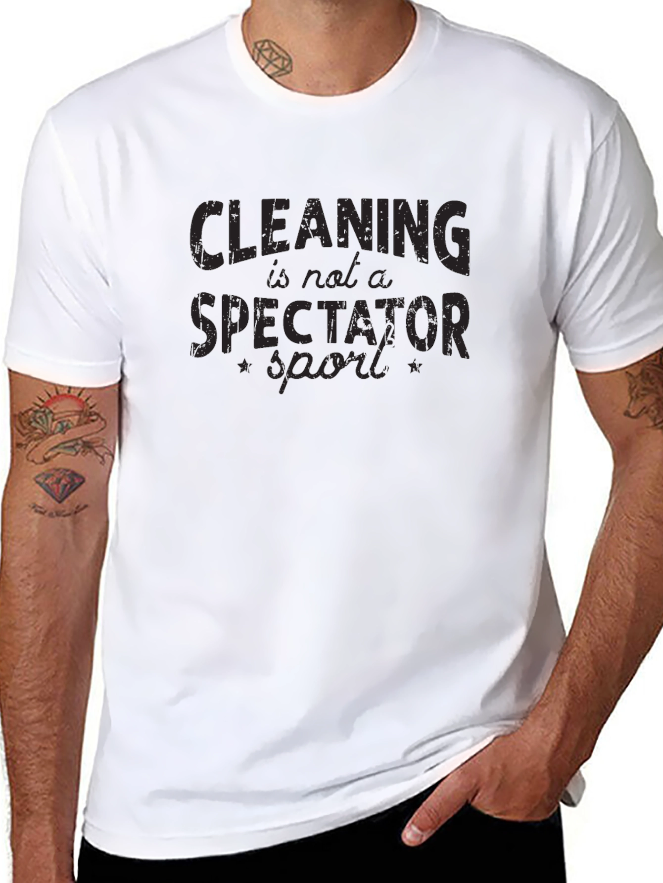 Black Funny Cleaning T-Shirt - Not a Spectator Sport view 8