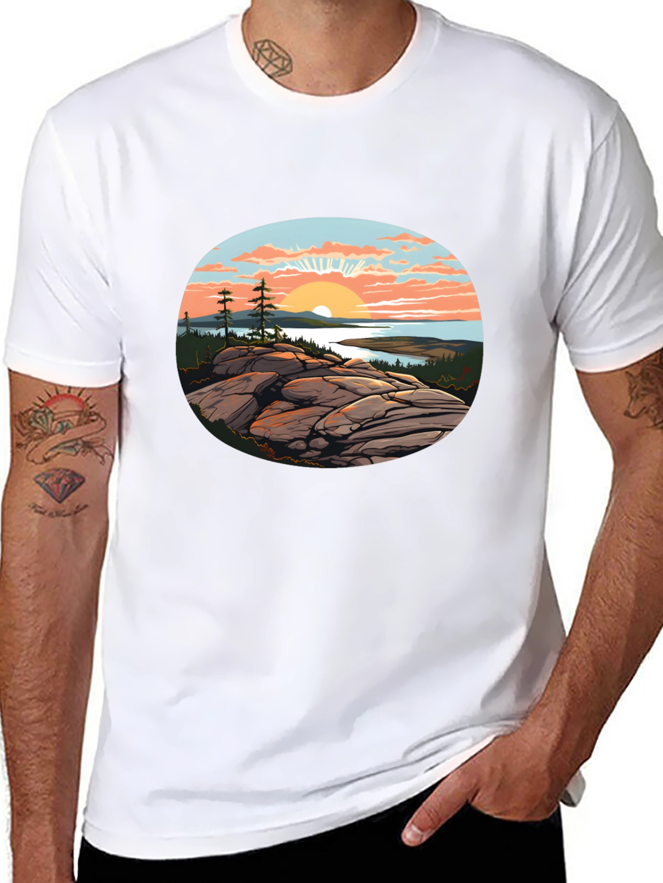 Black Scenic Sunrise T-Shirt view 8