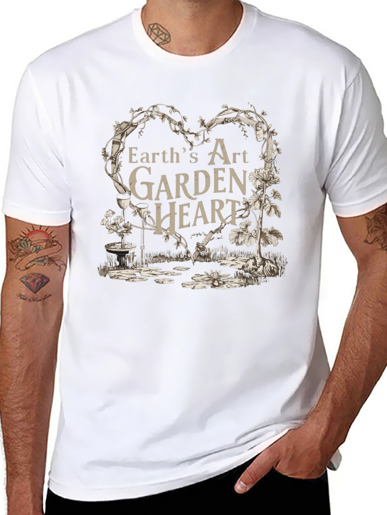 Black Earth's Art Garden Heart Black T-Shirt view 8