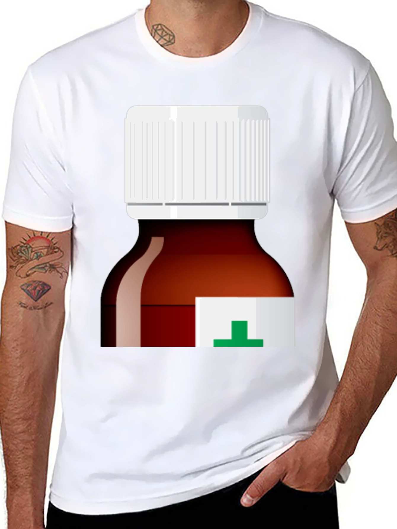 Black Pill Bottle Graphic T-Shirt - Novelty Medicine Tee view 8