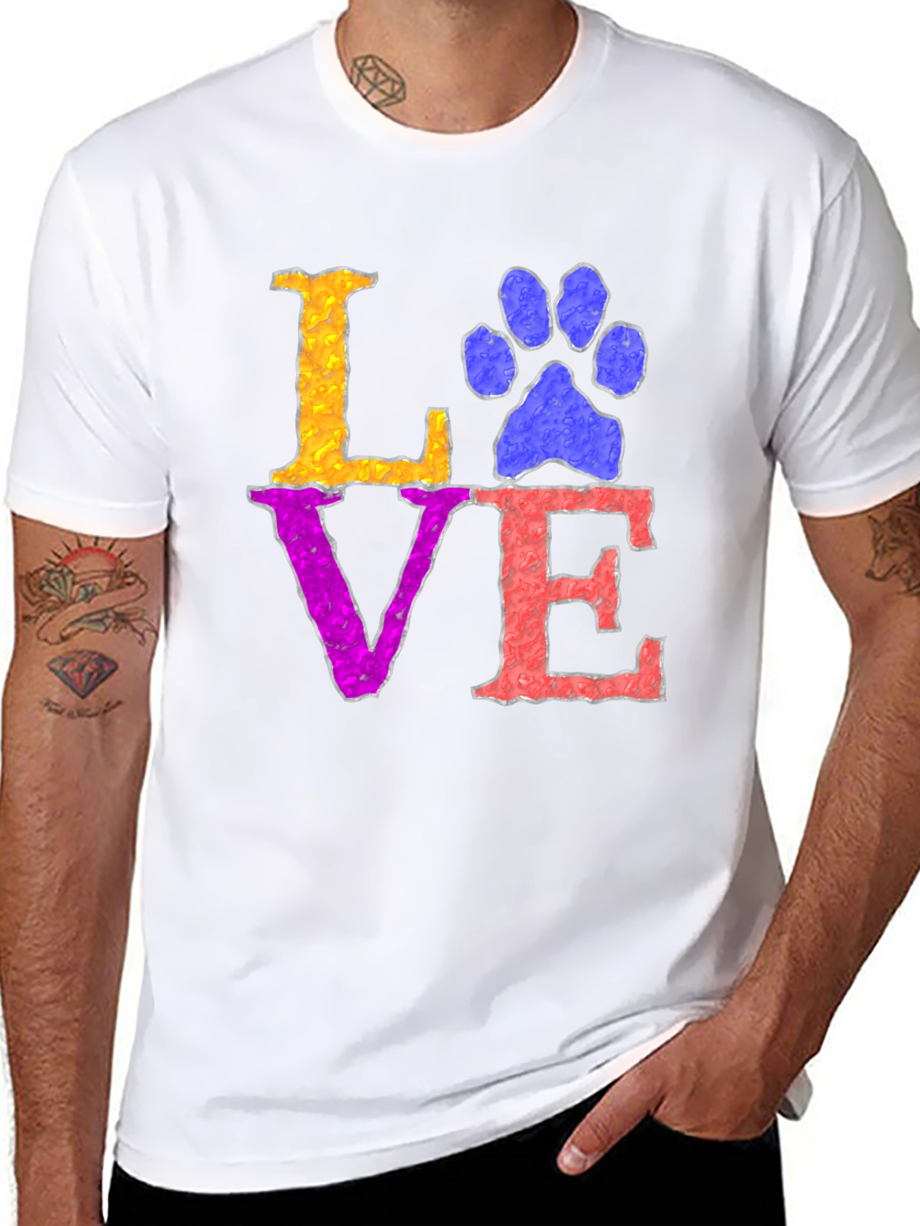 Black Love Paw Print T-Shirt - Pet Lover Tee view 8