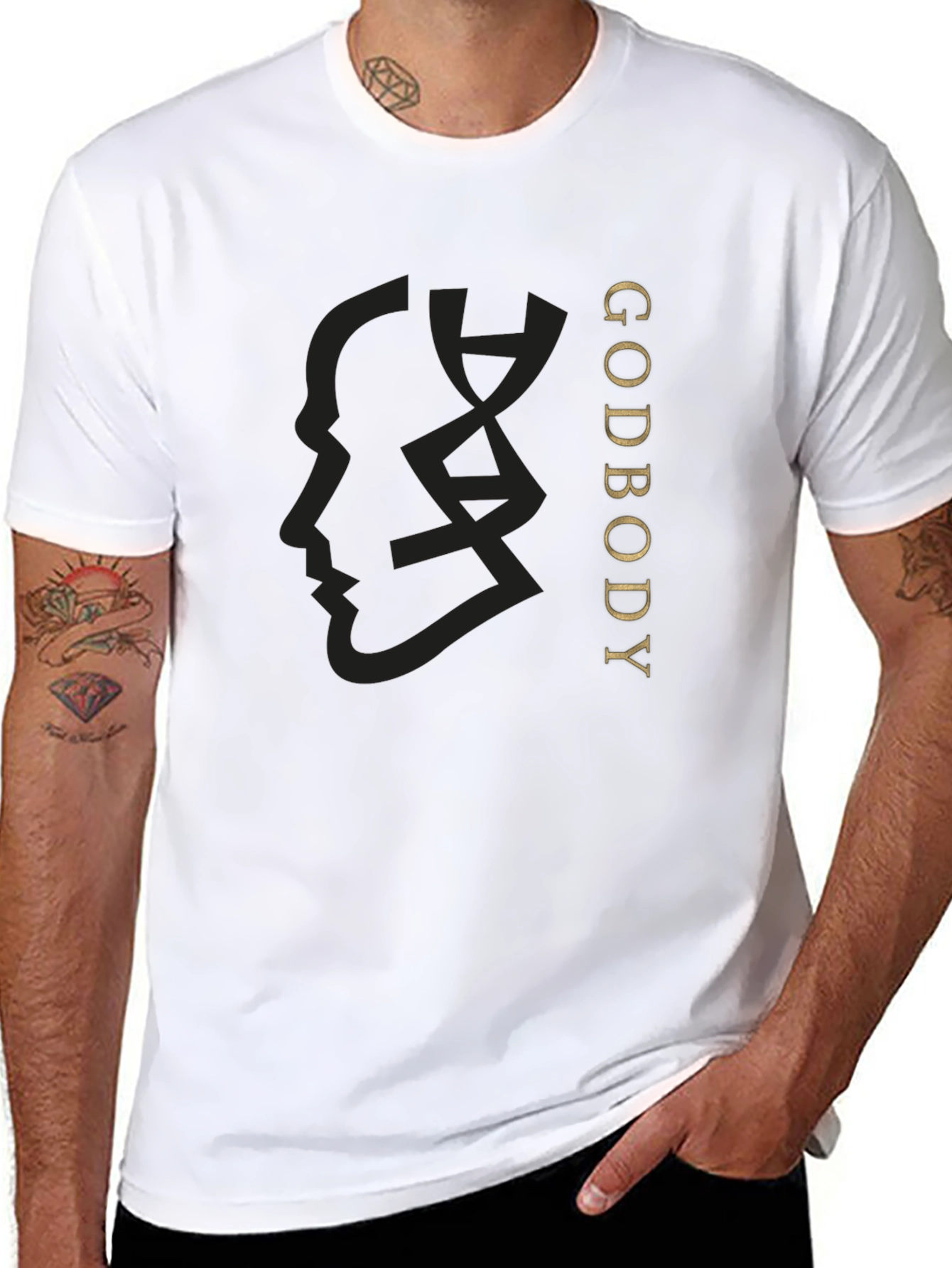 Black Godbody Black T-Shirt - Modern Graphic Tee view 8