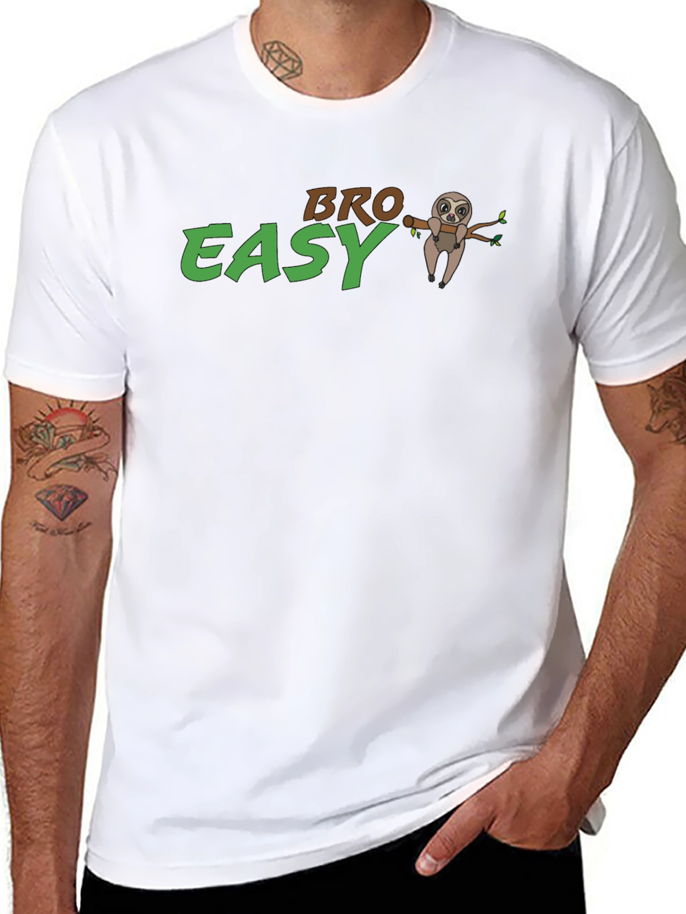 Black Bro Easy Sloth Graphic T-Shirt - Relaxed Fit view 8