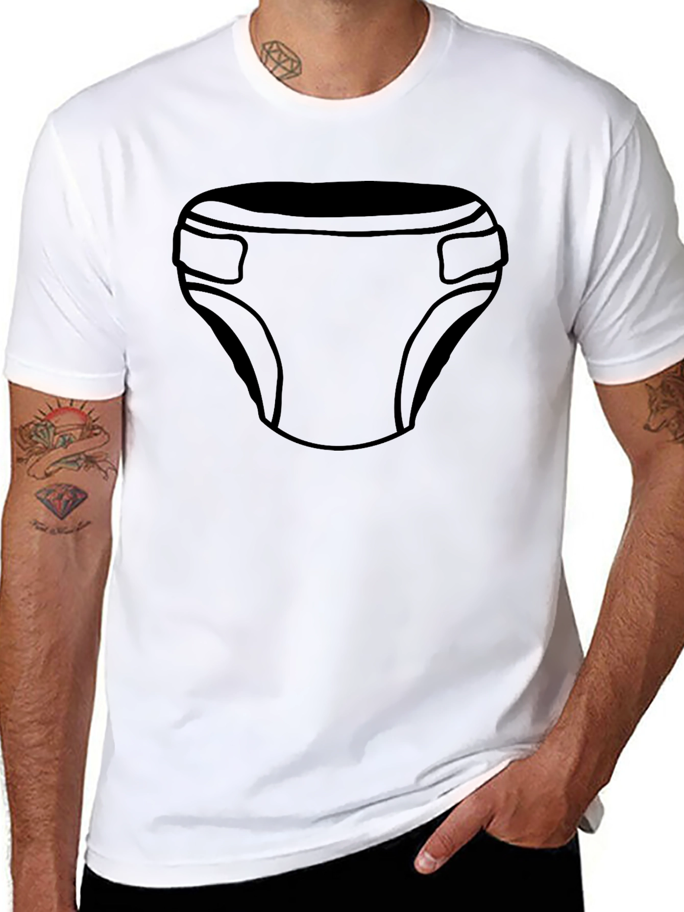 Black Funny Adult Baby Diaper Graphic T-Shirt view 8