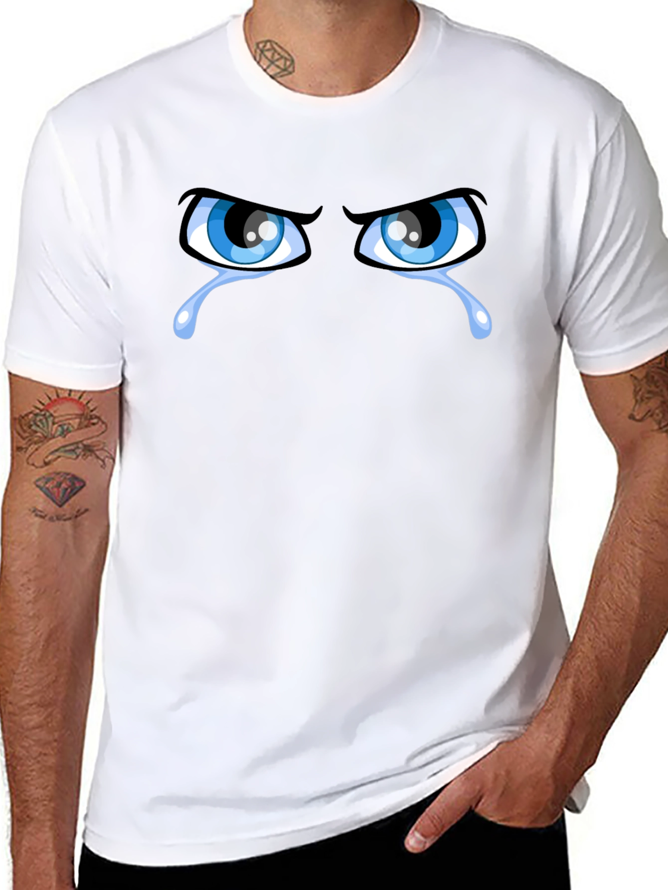 Black Crying Eyes Black T-Shirt Graphic Tee view 8