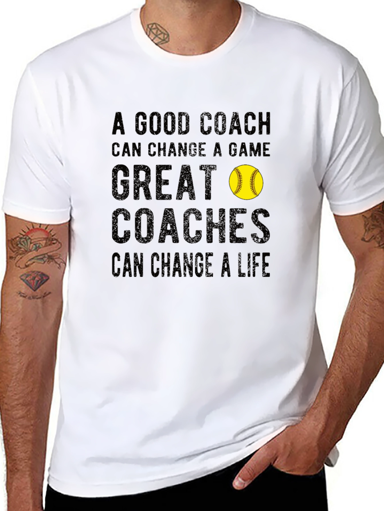 Black Coach Life T-Shirt - Softball Design view 8