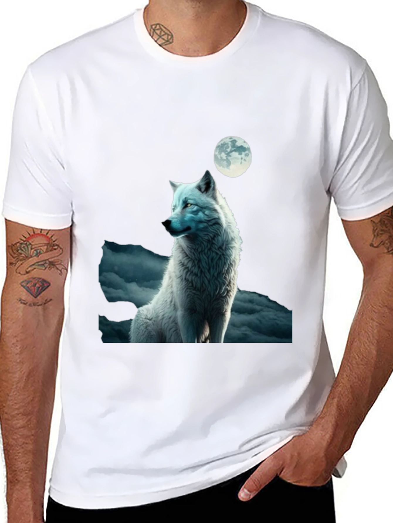 Black Wolf Moon Graphic T-Shirt view 8