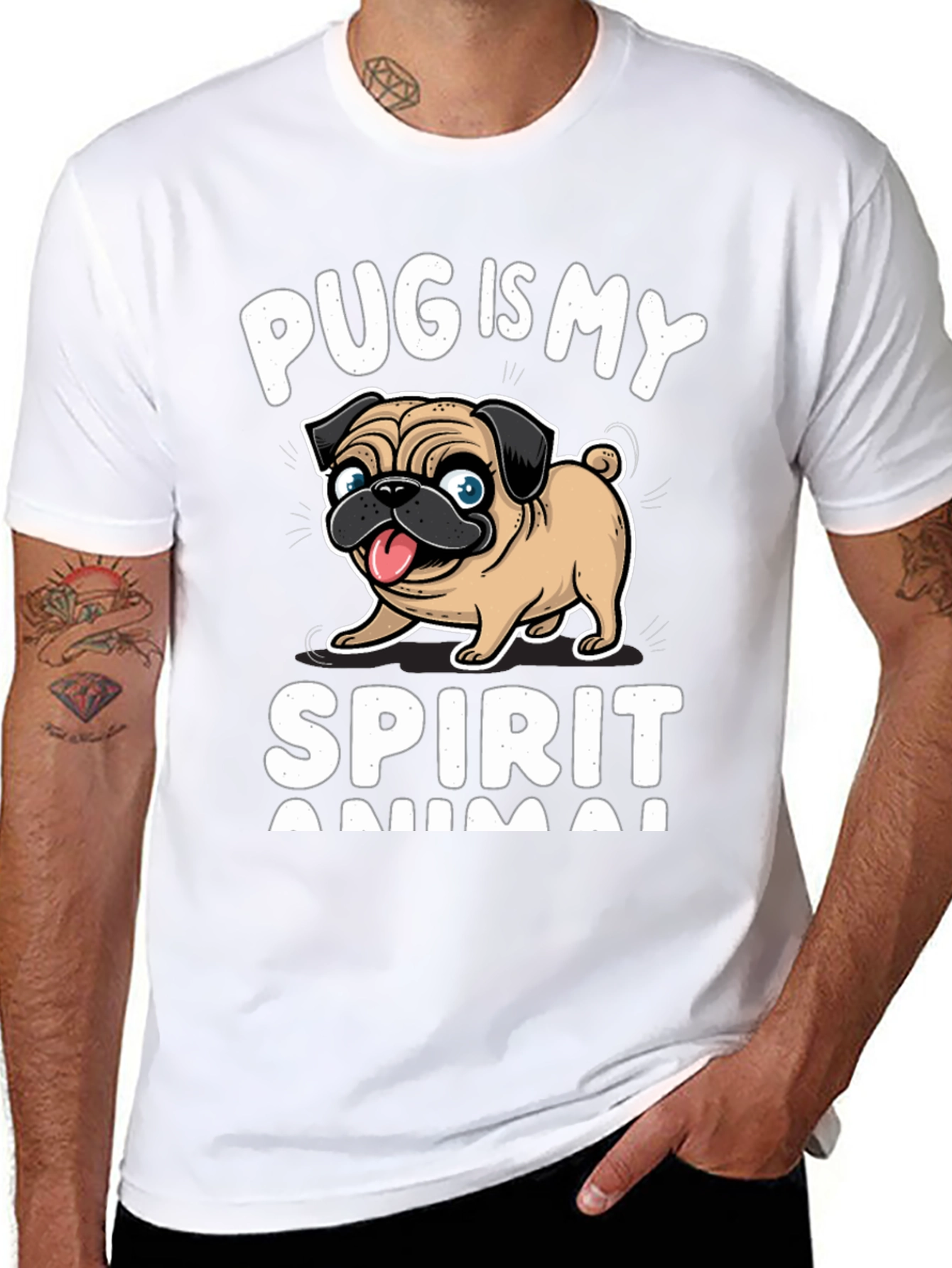 Black Pug Is My Spirit Animal T-Shirt, Black view 8