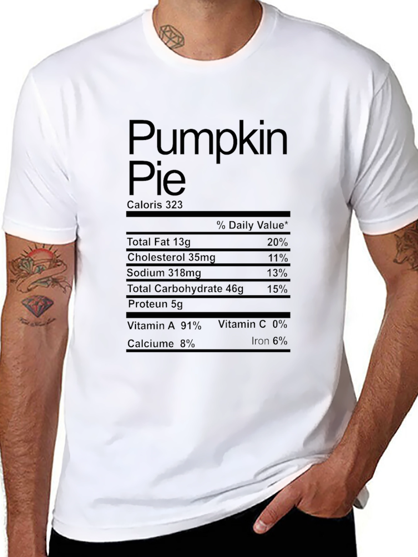 Black Pumpkin Pie Nutrition Facts Graphic Tee view 8