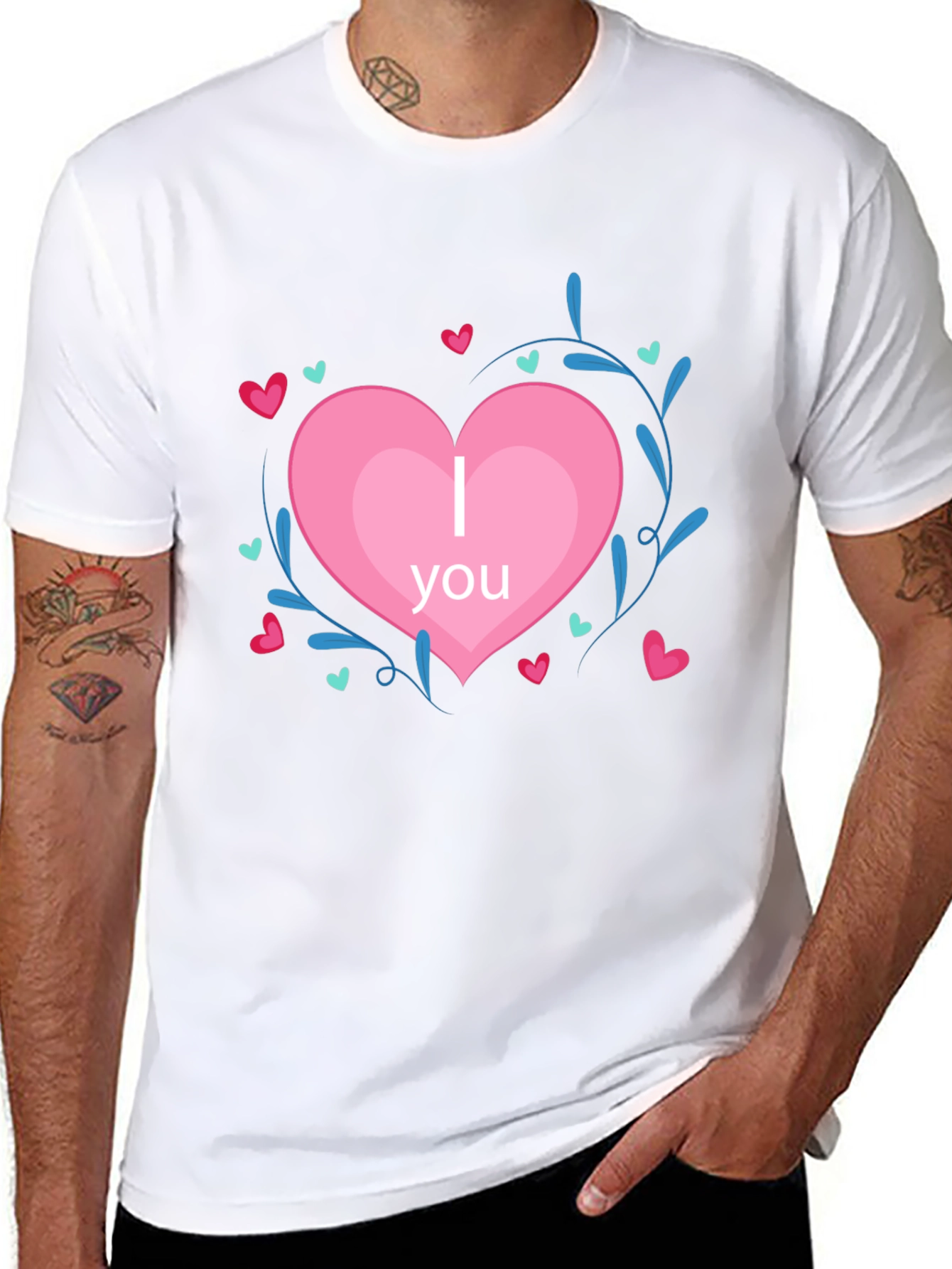 Black I Heart You Graphic Tee - Black Crew Neck T-Shirt view 8