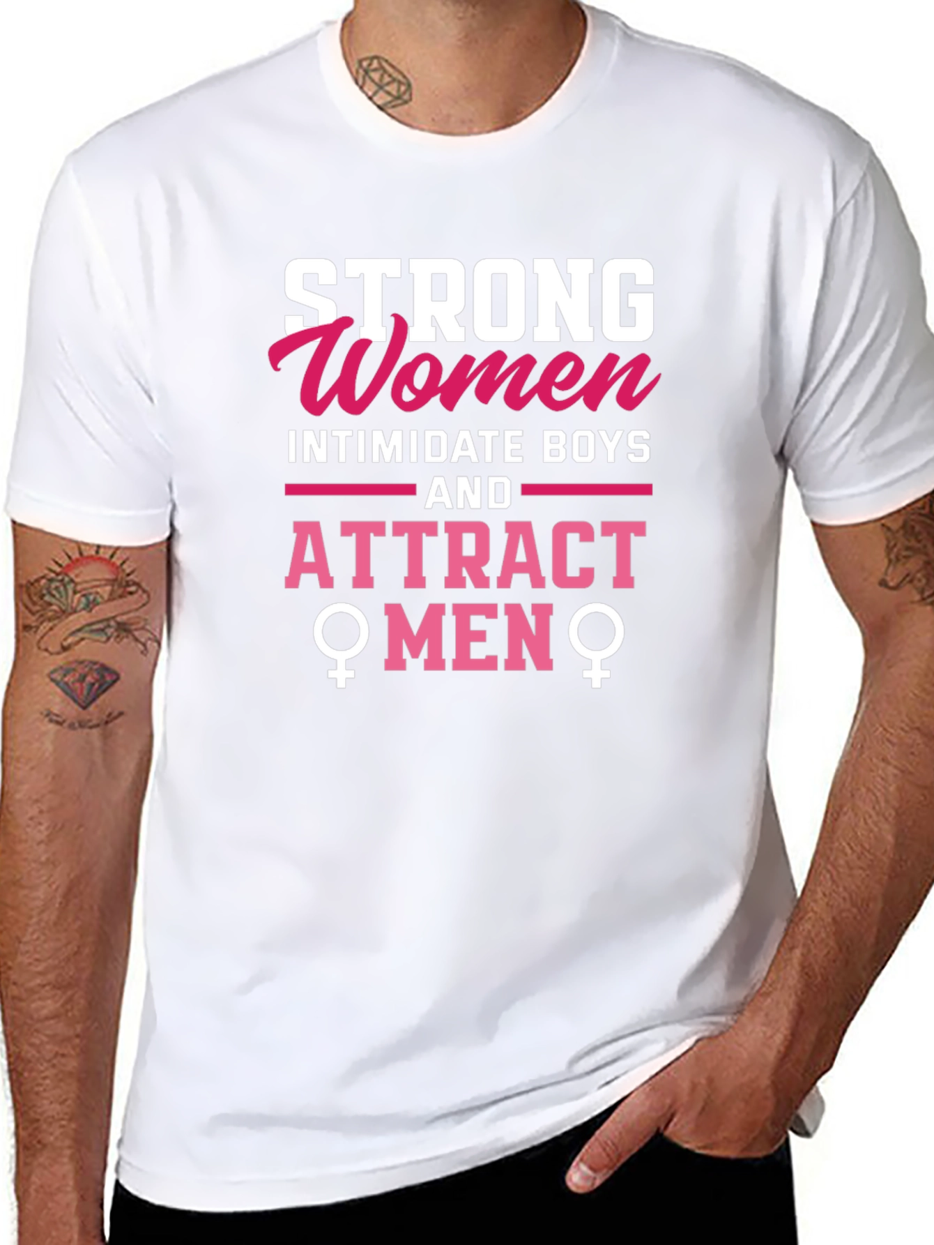 Black Strong Women Attract Men Graphic Tee view 8
