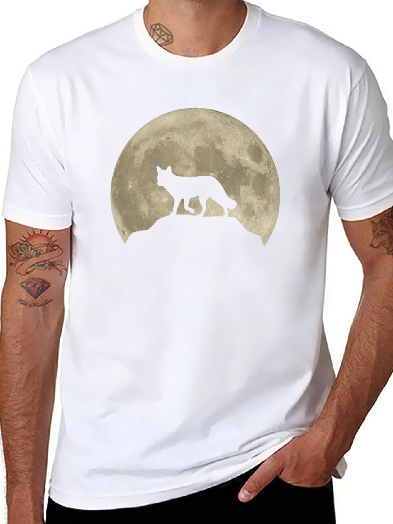 Black Wolf Moon Graphic T-Shirt - Black view 8