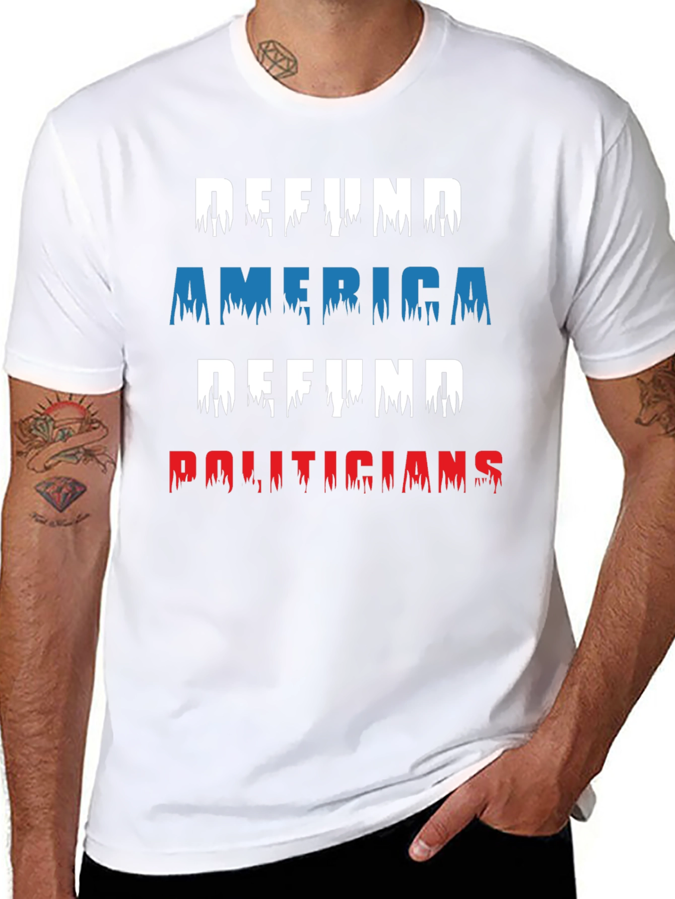 Black Defund America Politicians Graphic Tee view 8