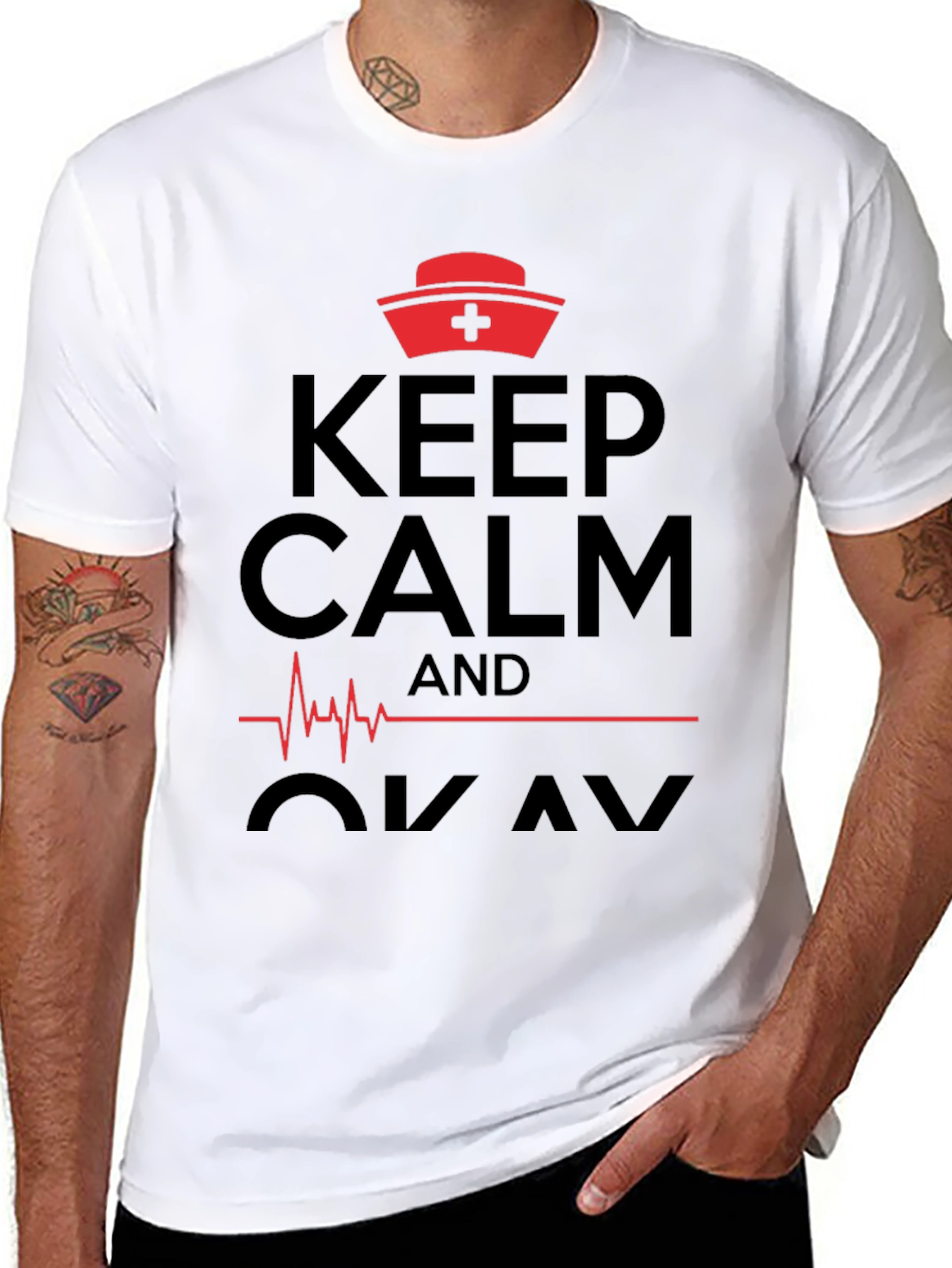 Black Keep Calm Nurse T-Shirt Funny Medical Shirt view 8
