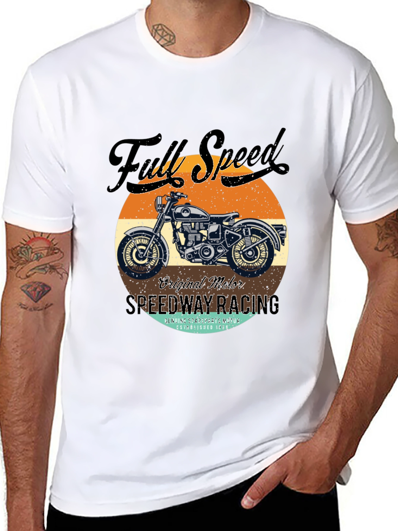Black Full Speed Vintage Motorcycle Graphic Tee view 8