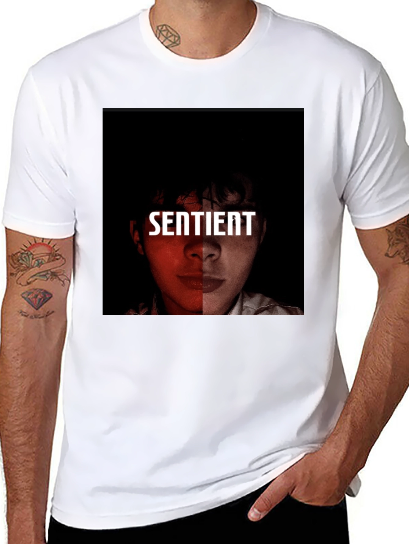 Black Sentient Graphic Tee - Modern Streetwear view 8