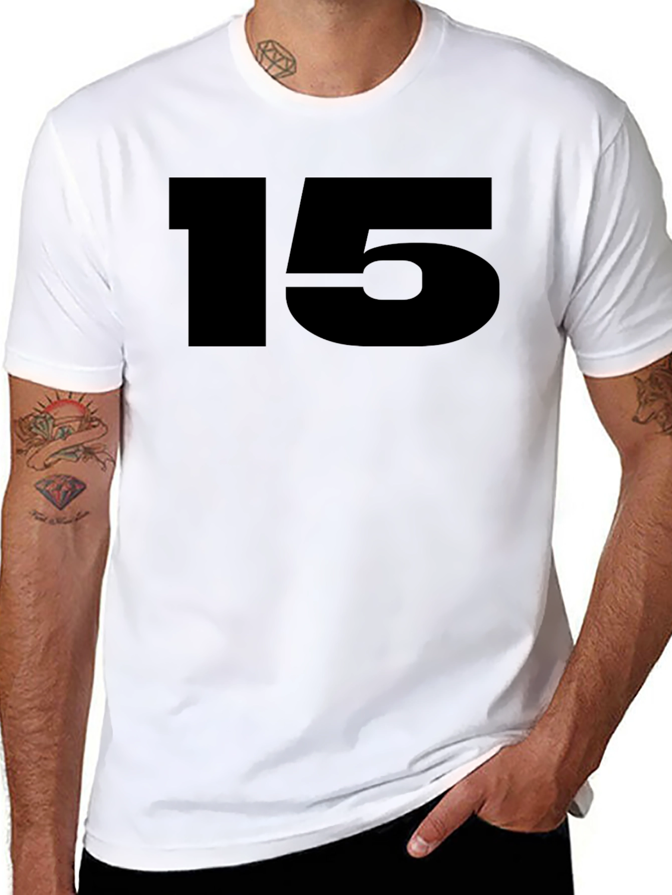 Black Black T-Shirt with Bold Number 15 view 8
