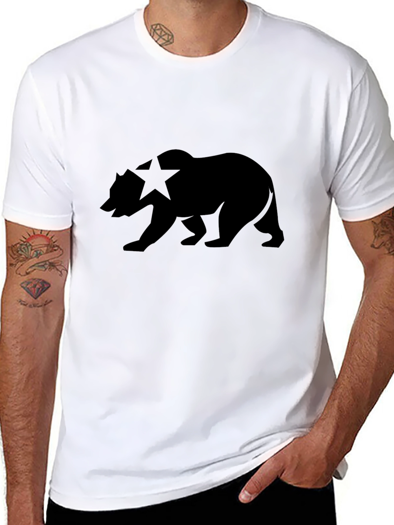 Black California Bear Black T-Shirt view 8