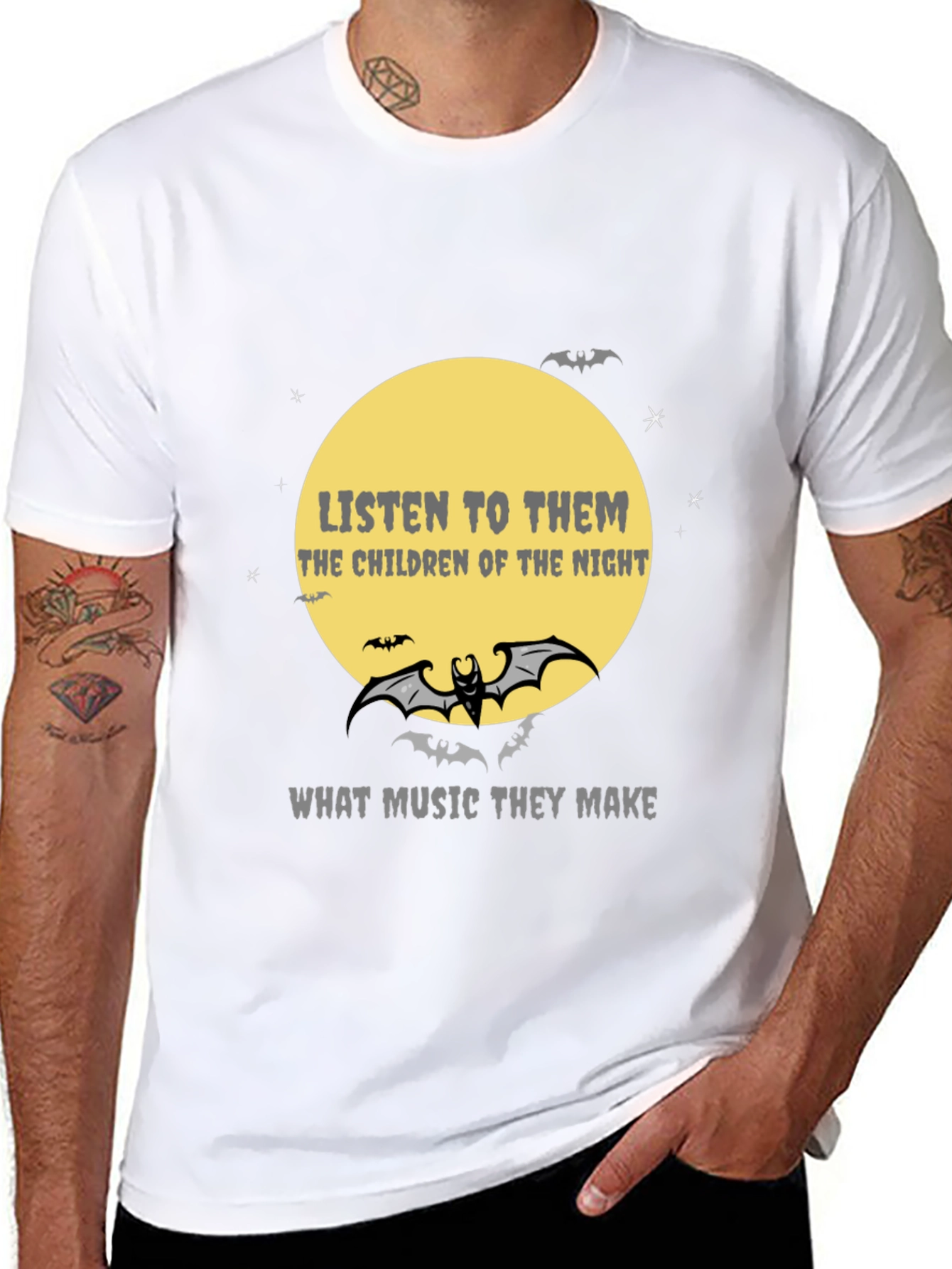 Black Listen to Them T-Shirt - Gothic Bat Design view 8