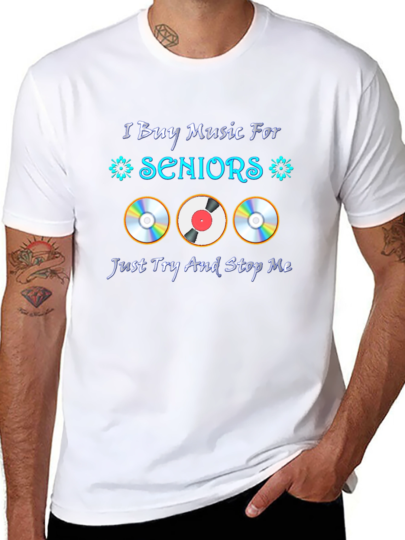 Black I Buy Music For Seniors T-Shirt view 8