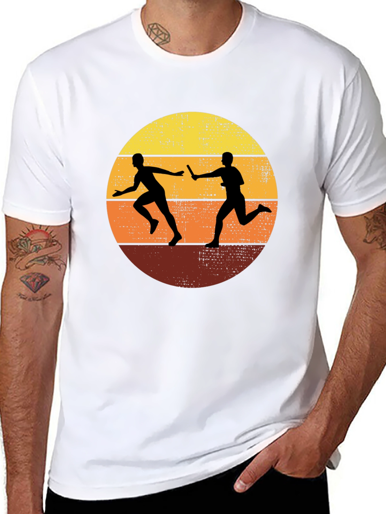 Black Retro Relay Race Graphic Tee view 8