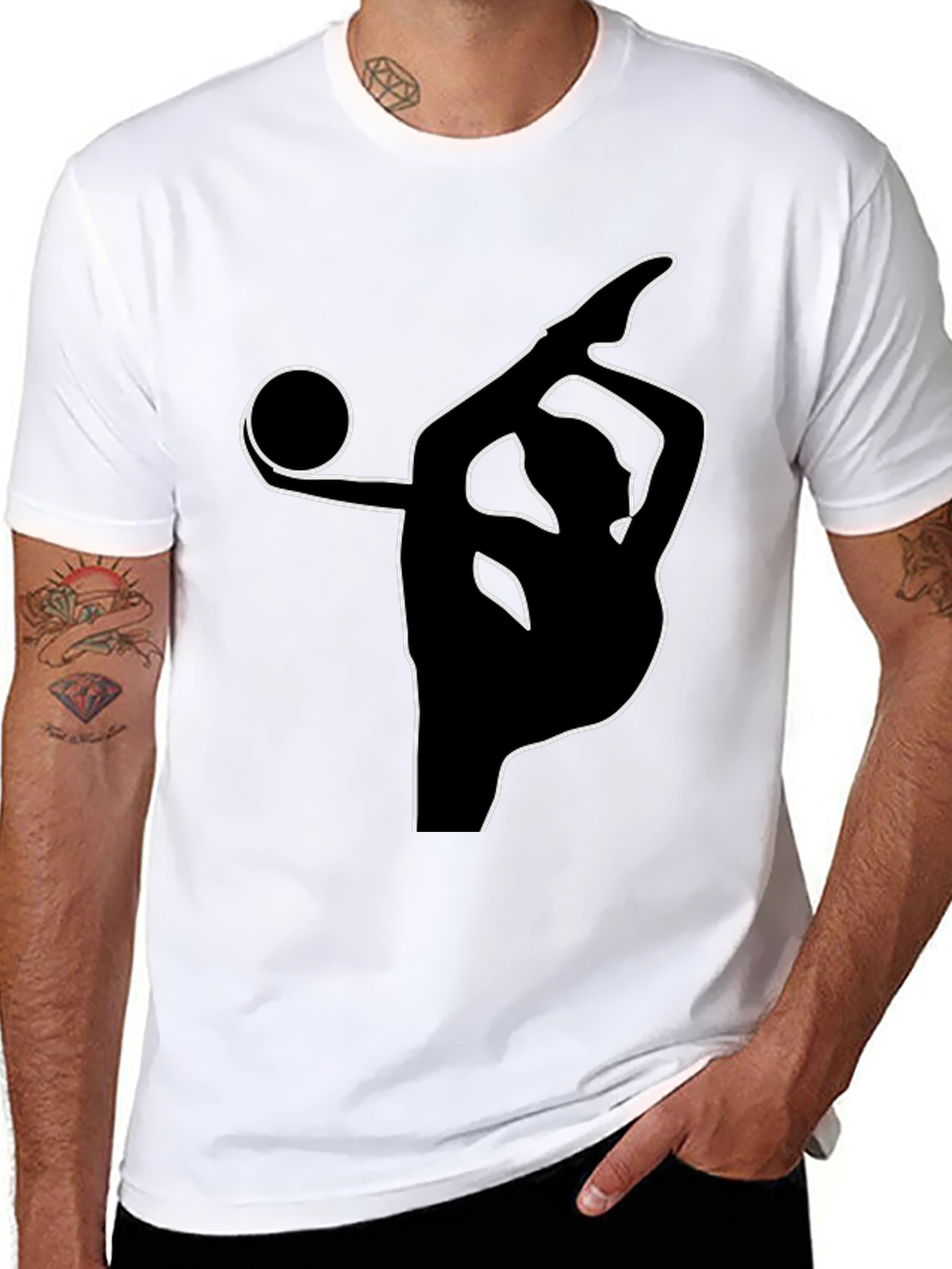 Black Gymnast Silhouette Black T-Shirt view 8