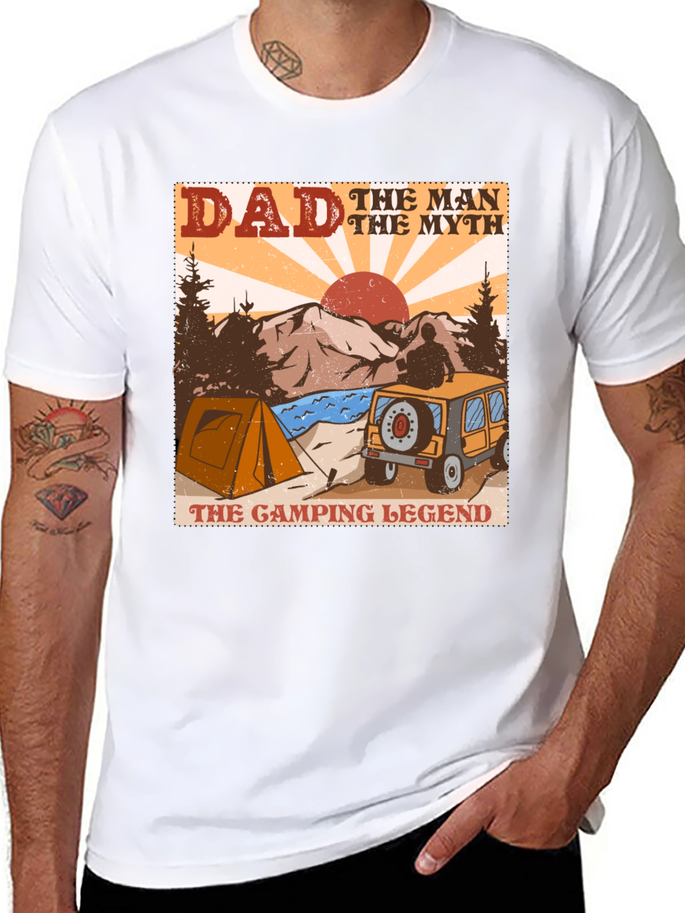 Black Dad Camping Legend Graphic Tee view 8