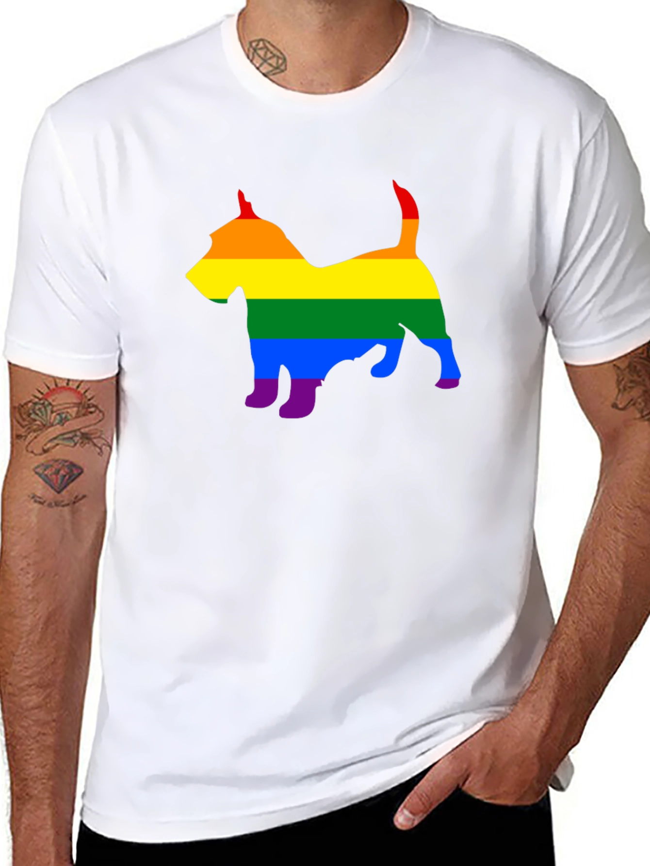 Black Rainbow Dog Silhouette Tee - Pride Apparel view 8