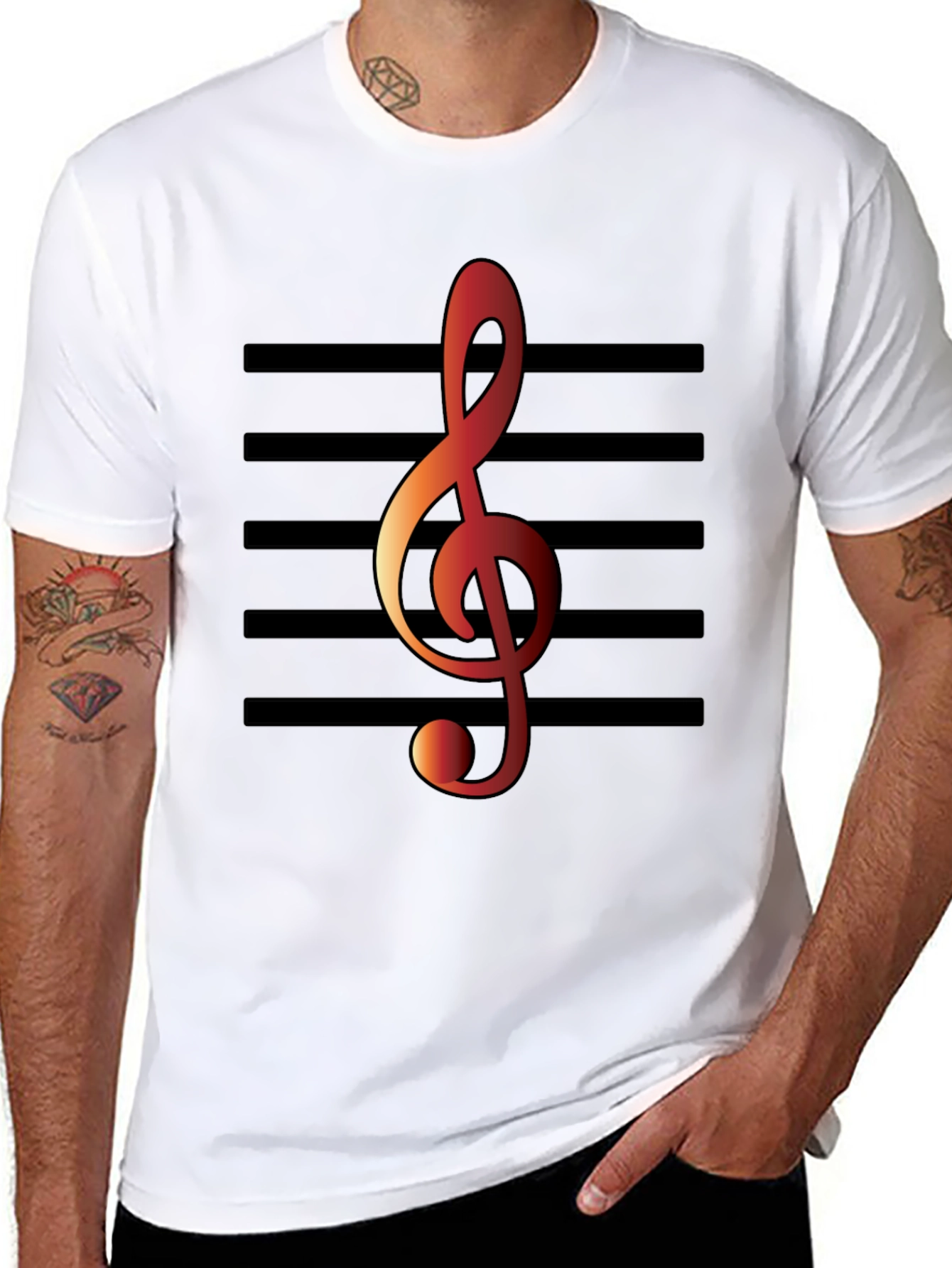 Black Musical Note T-Shirt - Treble Clef Design view 8