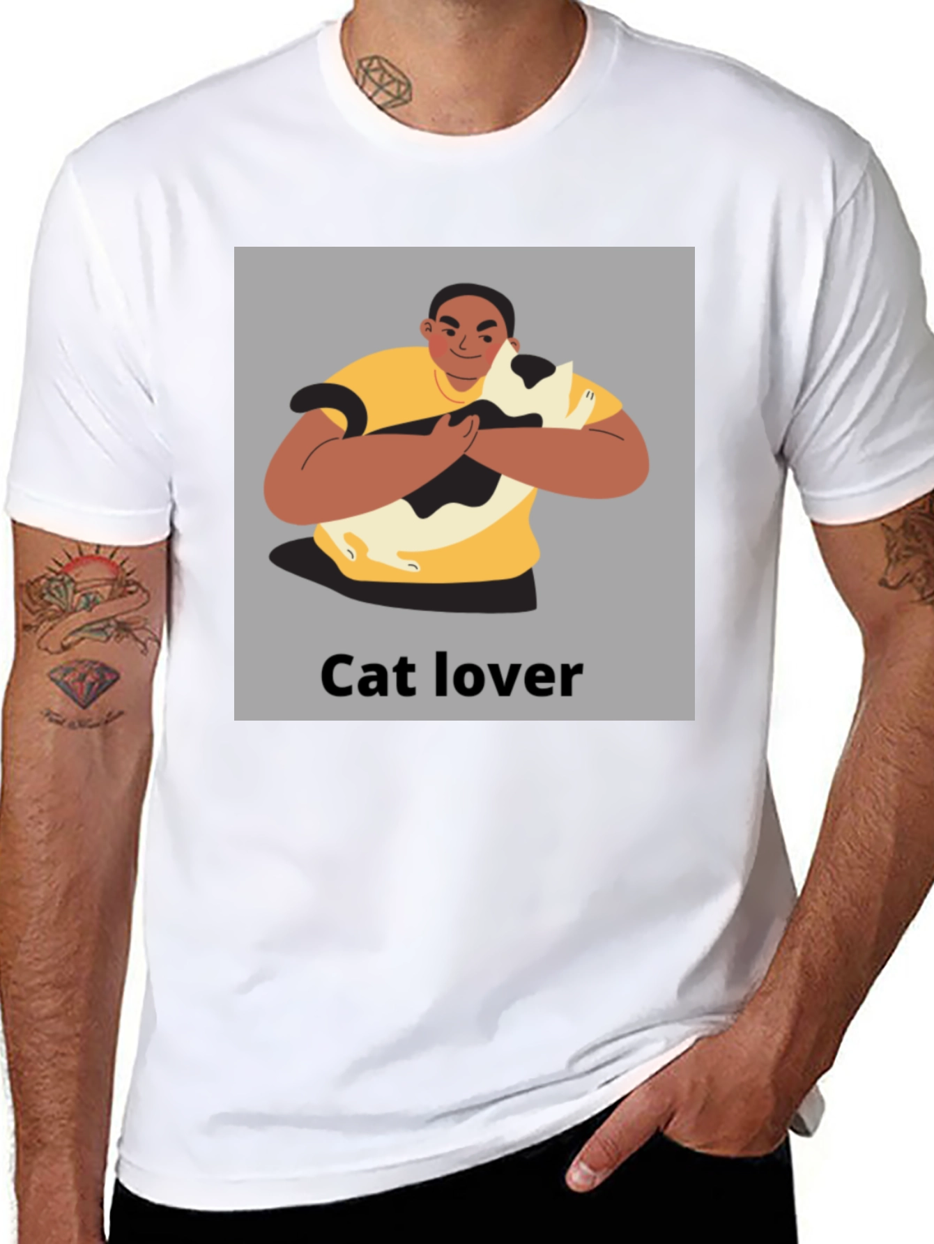 Black Cat Lover Graphic Tee - Unisex Black T-Shirt view 8