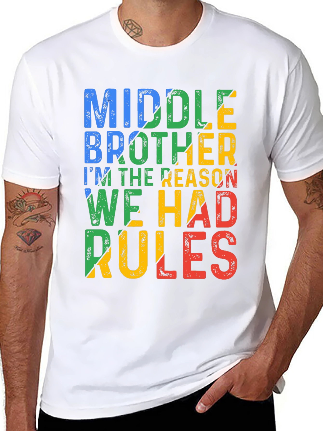 Black Middle Brother T-Shirt: I'm The Reason We Had Rules view 8