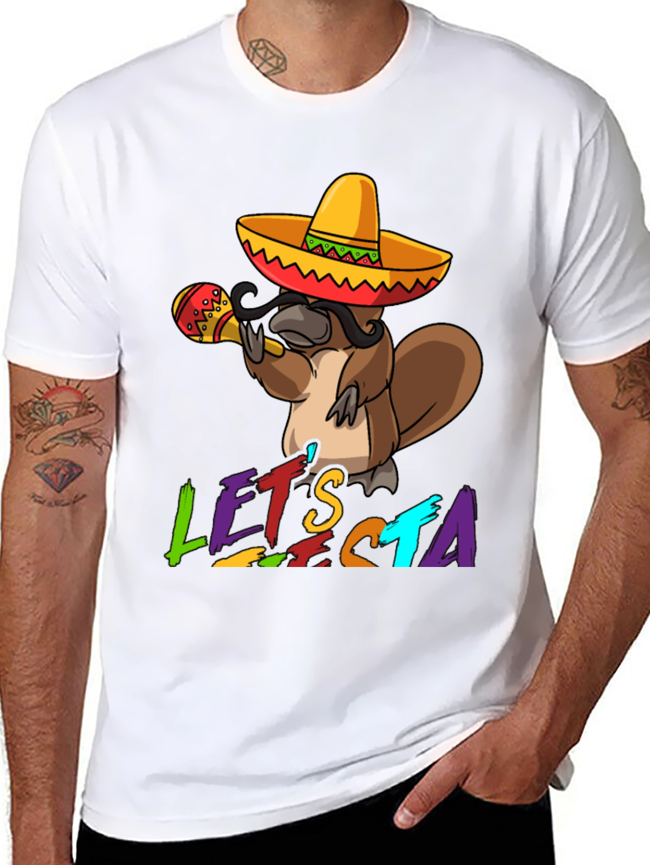 Black Let's Fiesta Platypus T-Shirt view 8