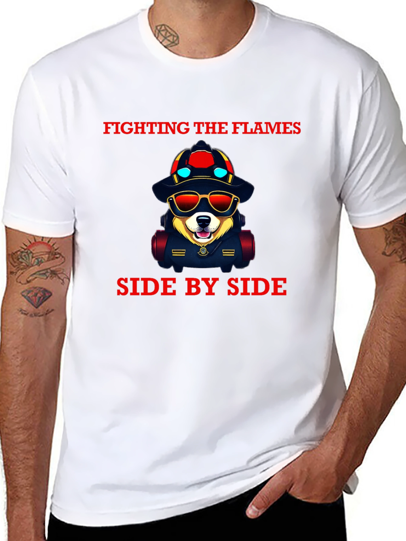 Black Firefighter Dog Graphic Tee view 8