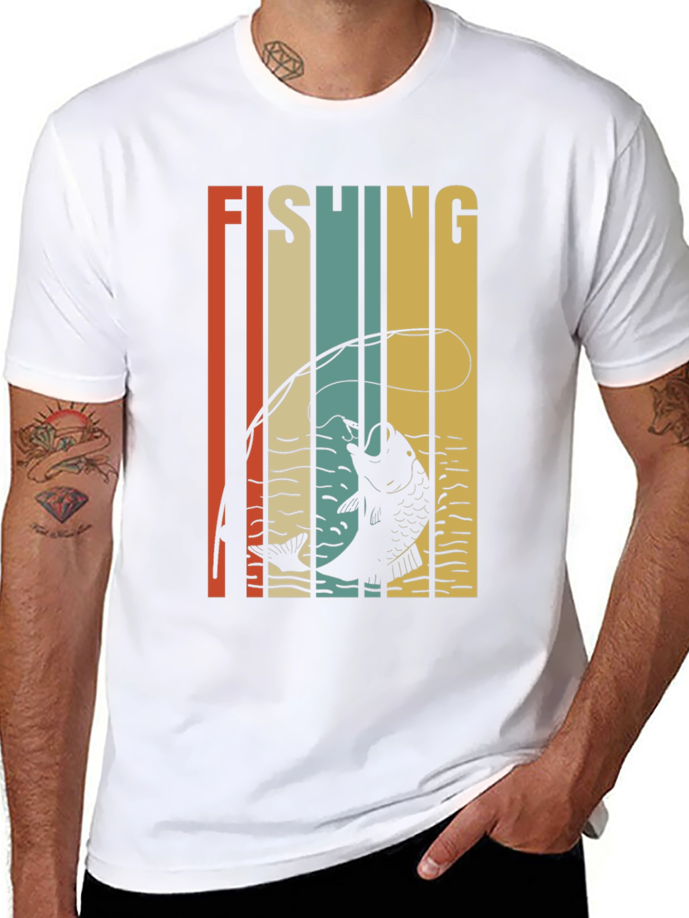 Black Retro Fishing Graphic T-Shirt - Black view 8