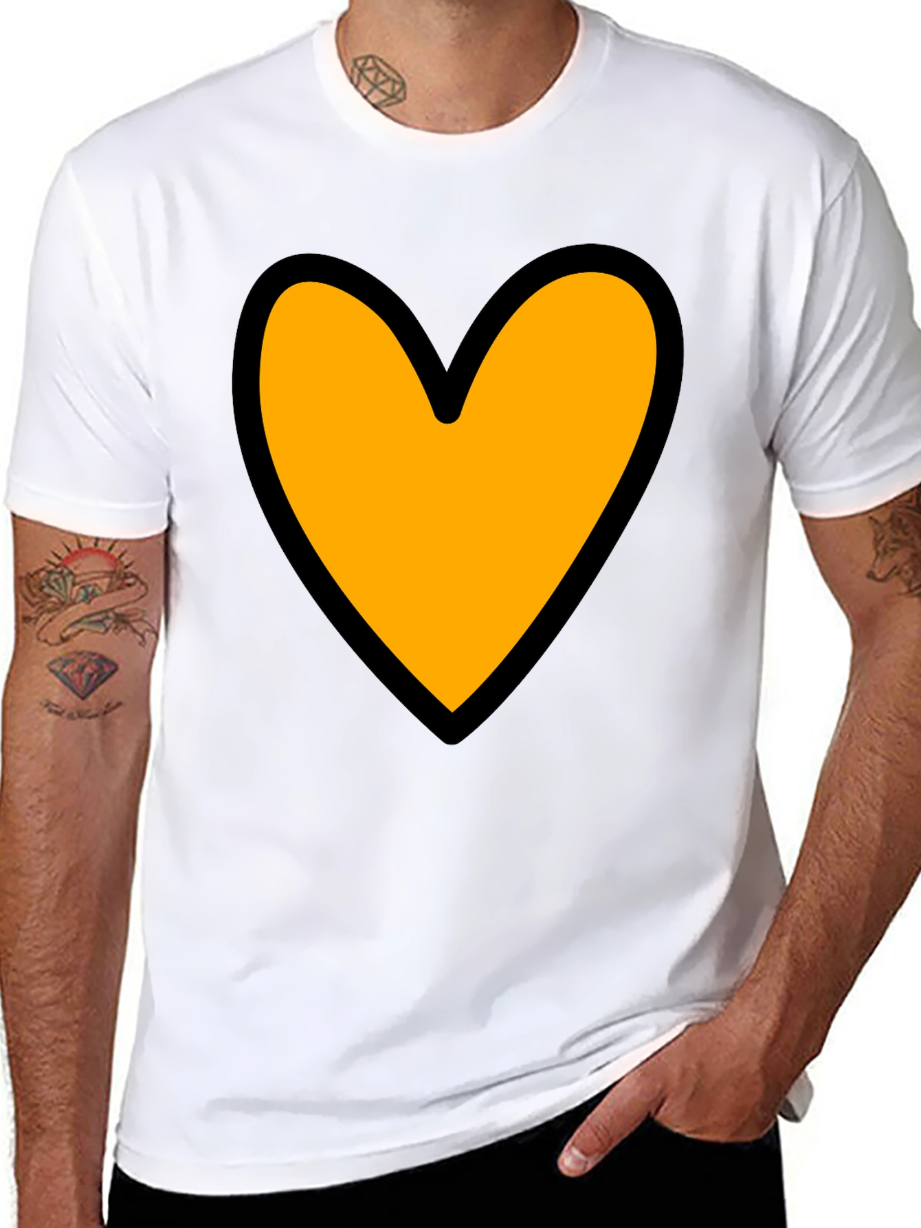 Black Heart Graphic Tee - Black Cotton Blend Casual T-Shirt view 8