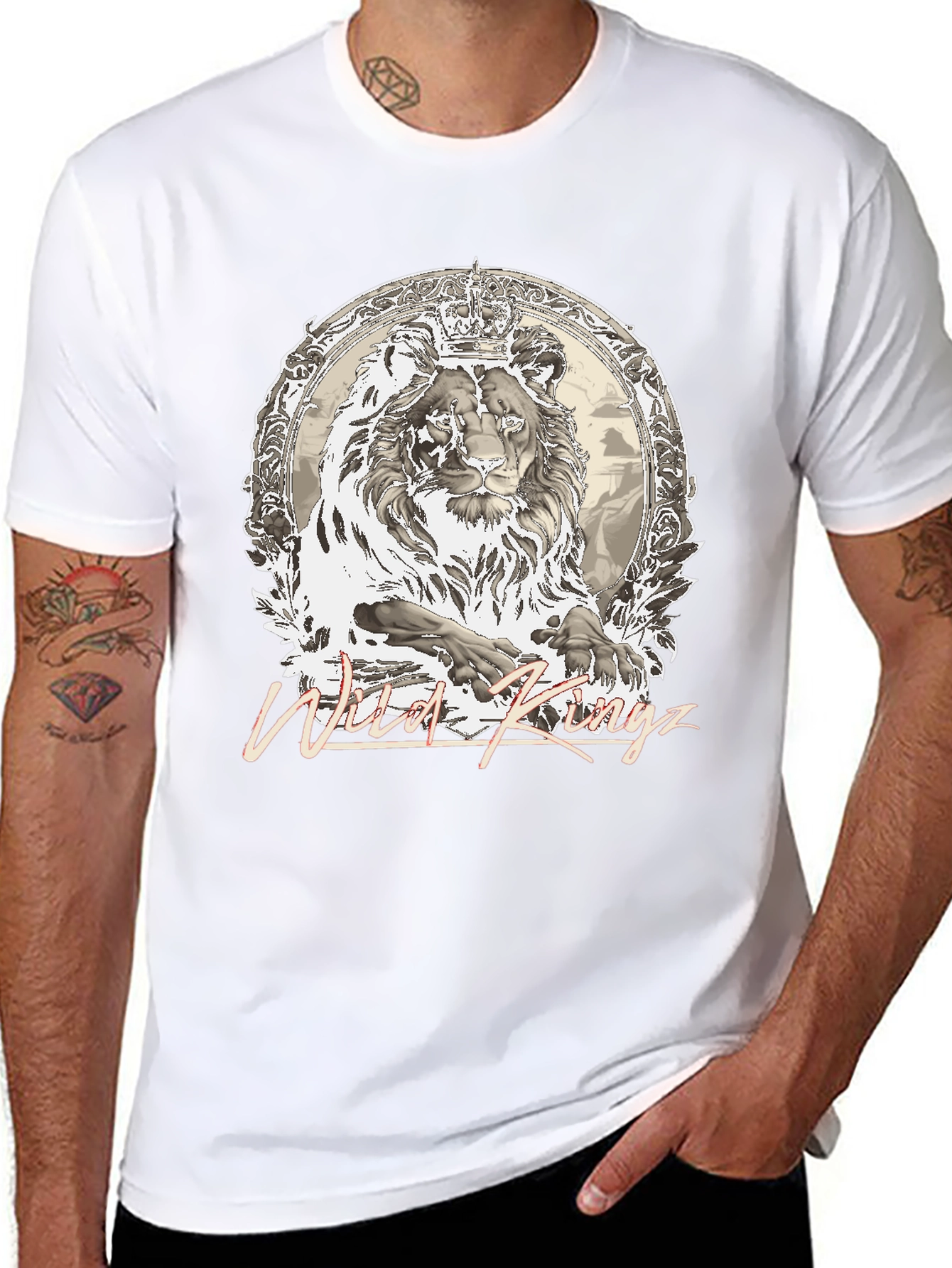 Black Wild Kingz Lion Graphic Tee - Black view 8